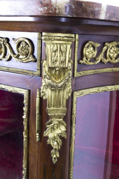fig 6. Antique French Louis Revival Parquetry Display Cabinet 1870