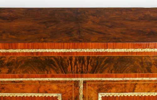 ANTIQUE VICTORIAN BURR WALNUT MARQUETRY SERPENTINE CREDENZA C1860 19TH C - ADDITIONAL PHOTO 3
