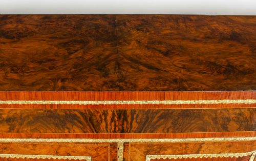 ANTIQUE VICTORIAN BURR WALNUT MARQUETRY SERPENTINE CREDENZA C1860 19TH C - ADDITIONAL PHOTO 4