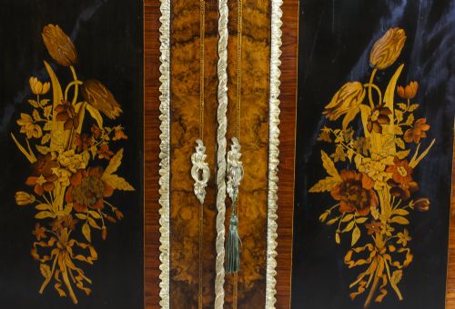 ANTIQUE VICTORIAN BURR WALNUT MARQUETRY SERPENTINE CREDENZA C1860 19TH C - ADDITIONAL PHOTO 7