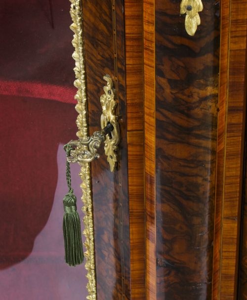 ANTIQUE VICTORIAN BURR WALNUT MARQUETRY SERPENTINE CREDENZA C1860 19TH C - ADDITIONAL PHOTO 11