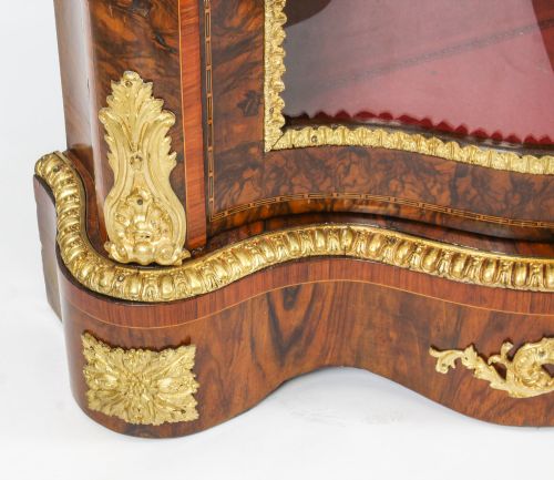 ANTIQUE VICTORIAN BURR WALNUT MARQUETRY SERPENTINE CREDENZA C1860 19TH C - ADDITIONAL PHOTO 12