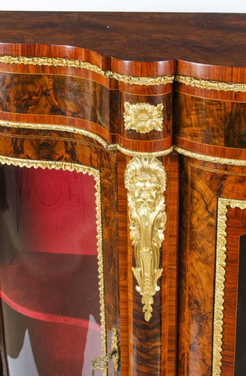 ANTIQUE VICTORIAN BURR WALNUT MARQUETRY SERPENTINE CREDENZA C1860 19TH C - ADDITIONAL PHOTO 19