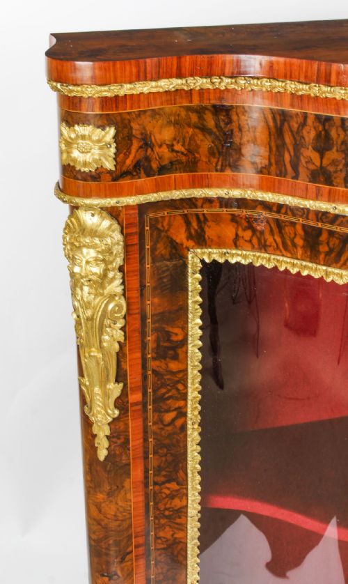 ANTIQUE VICTORIAN BURR WALNUT MARQUETRY SERPENTINE CREDENZA C1860 19TH C - ADDITIONAL PHOTO 20