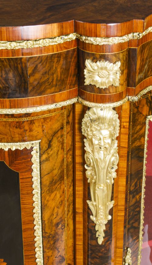 ANTIQUE VICTORIAN BURR WALNUT MARQUETRY SERPENTINE CREDENZA C1860 19TH C - ADDITIONAL PHOTO 22