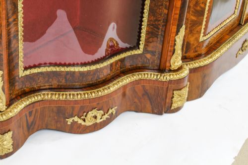 ANTIQUE VICTORIAN BURR WALNUT MARQUETRY SERPENTINE CREDENZA C1860 19TH C - ADDITIONAL PHOTO 23