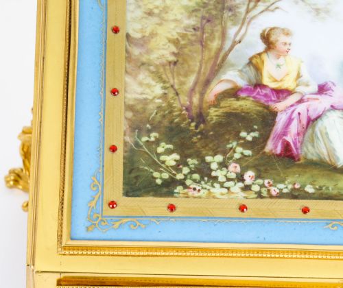 fig 1. Antique Sevres Porcelain Desktop Correspondence Casket Stationery Box 19th C
