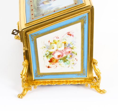 fig 2. Antique Sevres Porcelain Desktop Correspondence Casket Stationery Box 19th C

