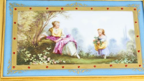 fig 4. Antique Sevres Porcelain Desktop Correspondence Casket Stationery Box 19th C
