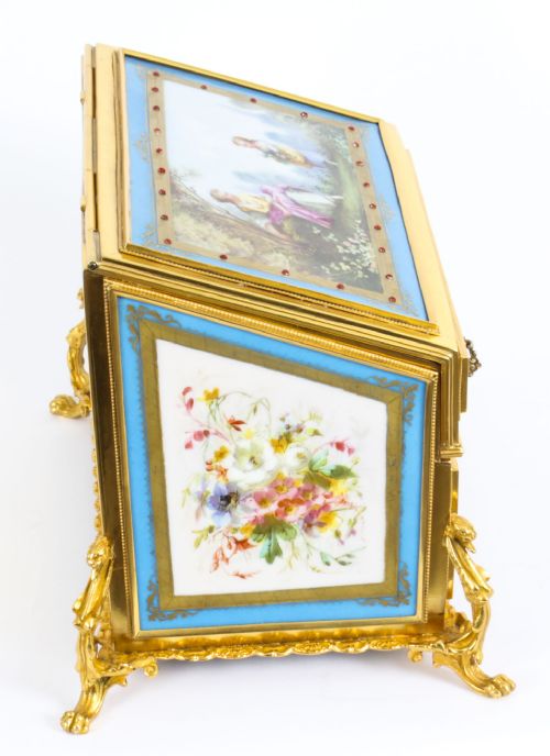 fig 6. Antique Sevres Porcelain Desktop Correspondence Casket Stationery Box 19th C
