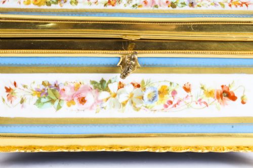 fig 7. Antique Sevres Porcelain Desktop Correspondence Casket Stationery Box 19th C
