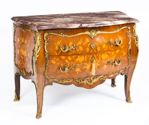 Antique French Louis Xv Revival Marquetry Commode Chest 19th Century

