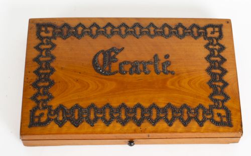 ANTIQUE FRENCH SATINWOOD ECARTE PLAYING CARD BOX 19TH CENTURY - ADDITIONAL PHOTO 1