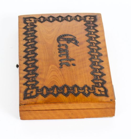 ANTIQUE FRENCH SATINWOOD ECARTE PLAYING CARD BOX 19TH CENTURY - ADDITIONAL PHOTO 2