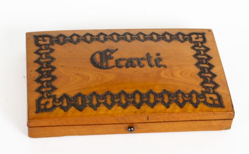 ANTIQUE FRENCH SATINWOOD ECARTE PLAYING CARD BOX 19TH CENTURY - ADDITIONAL PHOTO 9