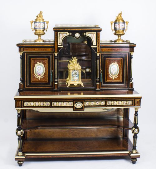 fig 1. Antique Victorian Amboyna Inlaid Bonheur Du Jour c.1860
