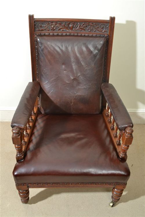 fig 3. Antique Pair of English Leather Armchairs c.1880
