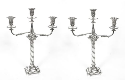 Antique Pair Victorian 3light Candelabra H Woodward C1880
