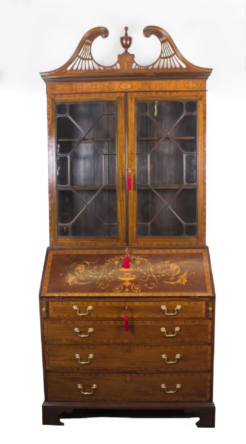 Antique English Victorian Mahogany Bureau Bookcase C1860
