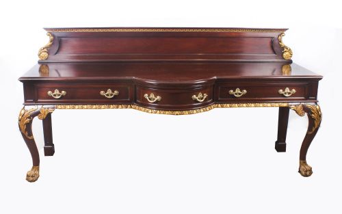 fig 3. Antique Pair Large Mahogany and Gilt Serving Tables 19th Century