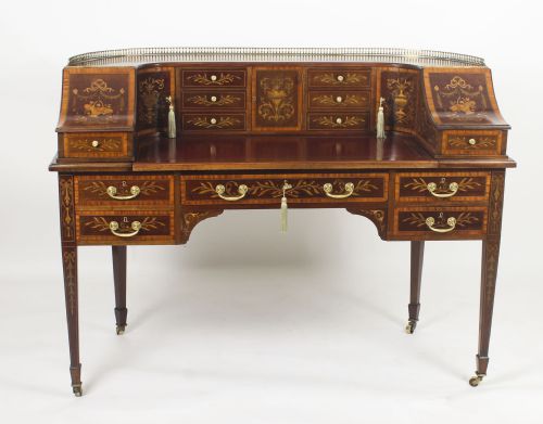 fig 1. Antique Marquetry Carlton House Desk Writing Table Druce & C0 19th C