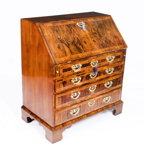 Antique Fine George II Burr & Figured Walnut Bureau C1730 18th Century
