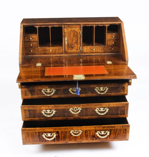fig 6. Antique Fine George II Burr & Figured Walnut Bureau C1730 18th Century
