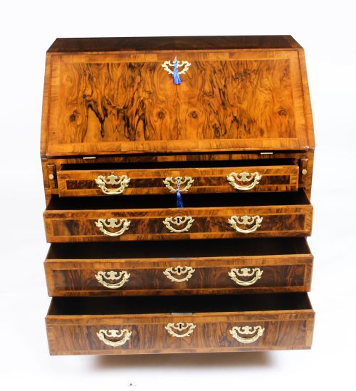 fig 7. Antique Fine George II Burr & Figured Walnut Bureau C1730 18th Century