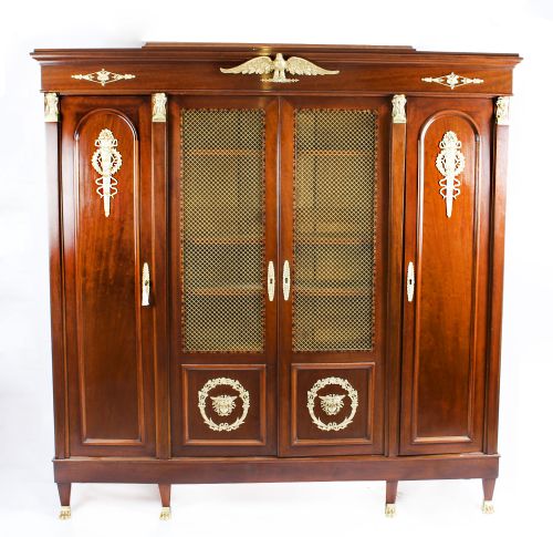 Antique French 2nd Empire 4 Door Mahogany Bookcase C.1880 19th C
