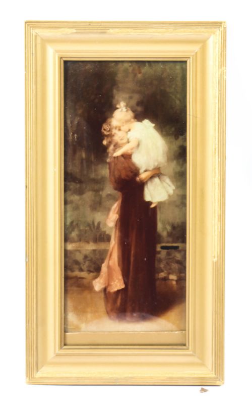 Antique Victorian Crystoleum Picture of a Mother and Child Painting 19th C

