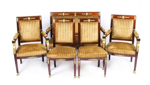 Antique French Empire Revival Ormolu Mounted 5 Piece Salon Suite C.1880 19th C
