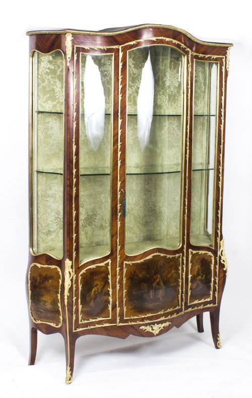 Antique French Large Vernis Martin Display Cabinet C1880
