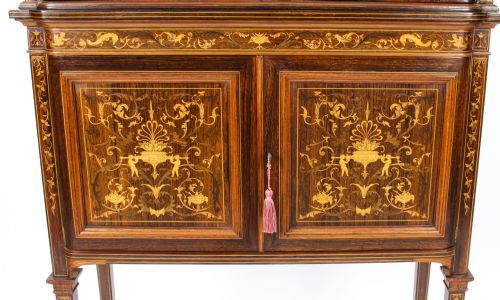 ANTIQUE EDWARDIAN INLAID DISPLAY CABINET BY EDWARDS ROBERTS 19TH C - ADDITIONAL PHOTO 3