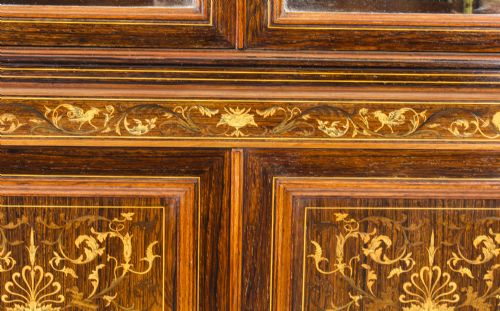 ANTIQUE EDWARDIAN INLAID DISPLAY CABINET BY EDWARDS ROBERTS 19TH C - ADDITIONAL PHOTO 4
