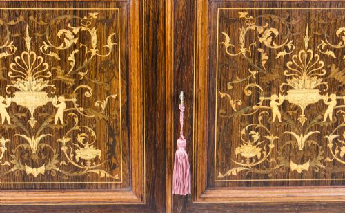 ANTIQUE EDWARDIAN INLAID DISPLAY CABINET BY EDWARDS ROBERTS 19TH C - ADDITIONAL PHOTO 5