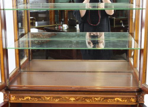 ANTIQUE EDWARDIAN INLAID DISPLAY CABINET BY EDWARDS ROBERTS 19TH C - ADDITIONAL PHOTO 10