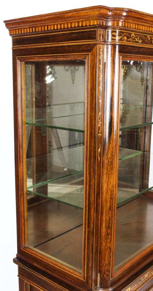 ANTIQUE EDWARDIAN INLAID DISPLAY CABINET BY EDWARDS ROBERTS 19TH C - ADDITIONAL PHOTO 15
