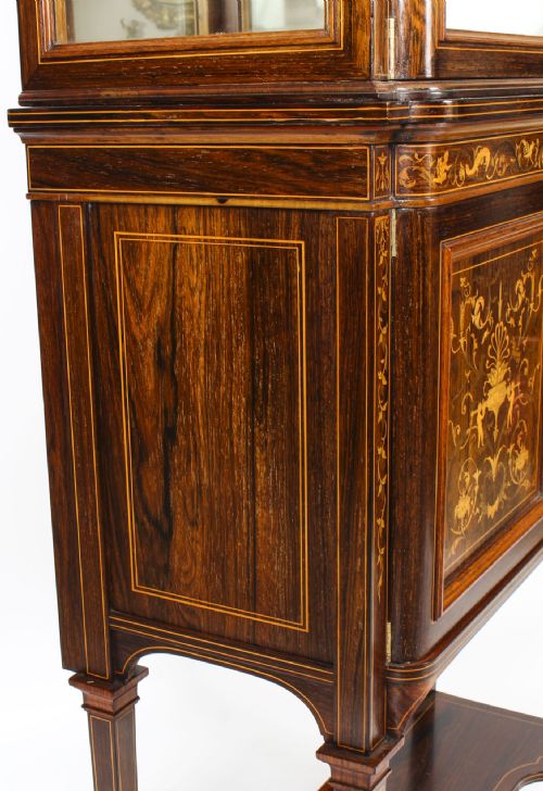 ANTIQUE EDWARDIAN INLAID DISPLAY CABINET BY EDWARDS ROBERTS 19TH C - ADDITIONAL PHOTO 16