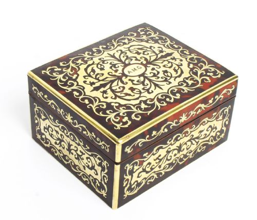 Antique Asprey Boulle and Cut Brass Marquetry Box 19th C
