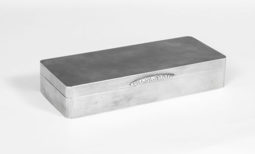 Antique Art Deco Silver Cigarette Card Box Casket 1938
