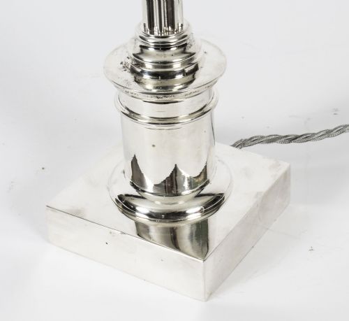 ANTIQUE EDWARDIAN SILVER PLATED CORINTHIAN COLUMN TABLE LAMP CIRCA1910 - ADDITIONAL PHOTO 6