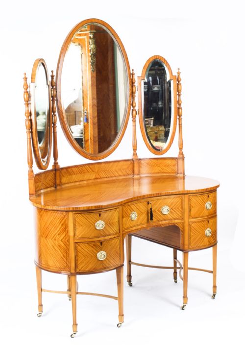 Antique Satinwood Kidney Dressing Table Att Maple & Co 19th C
