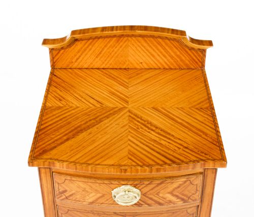 ANTIQUE SATINWOOD INLAID BEDSIDE CABINET C1880 19TH CENTURY - ADDITIONAL PHOTO 2