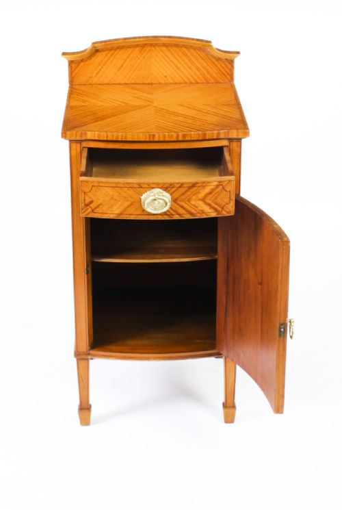 ANTIQUE SATINWOOD INLAID BEDSIDE CABINET C1880 19TH CENTURY - ADDITIONAL PHOTO 6