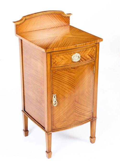 ANTIQUE SATINWOOD INLAID BEDSIDE CABINET C1880 19TH CENTURY - ADDITIONAL PHOTO 13
