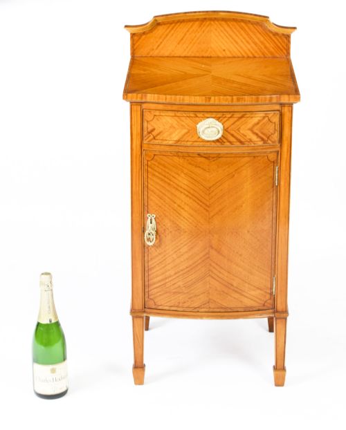 ANTIQUE SATINWOOD INLAID BEDSIDE CABINET C1880 19TH CENTURY - ADDITIONAL PHOTO 14