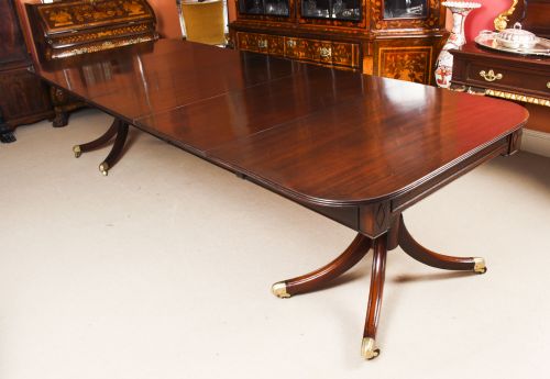 Antique 11ft Regency Twin Pillar Mahogany Dining Table C1820 19th C
