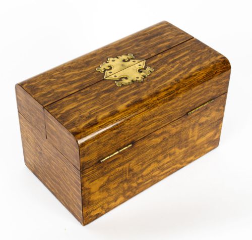 Antique Victorian Oak Cigar Humidor Casket by H. Greaves 19th Century
