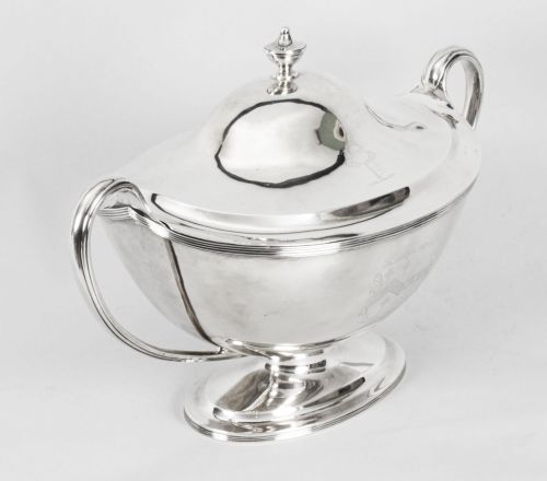 ANTIQUE SILVER GEORGE III TUREEN WILLIAM BENNETT 1808 BIRCHALL AND HAYNE 19TH C - ADDITIONAL PHOTO 5