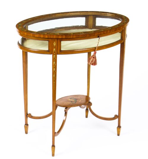 Antique Edwardian Satinwood Bijouterie Display Table Circa 1900
